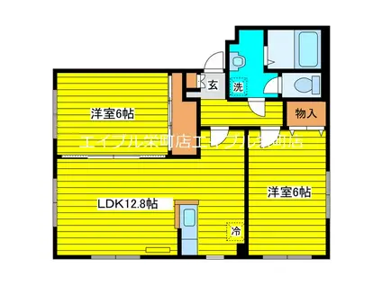 新道東フラット(2LDK/2階)の間取り写真