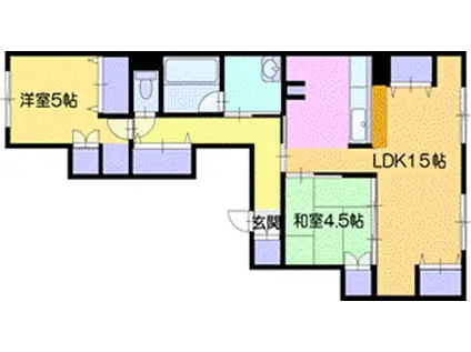 ロアール新札幌A(2LDK/2階)の間取り写真