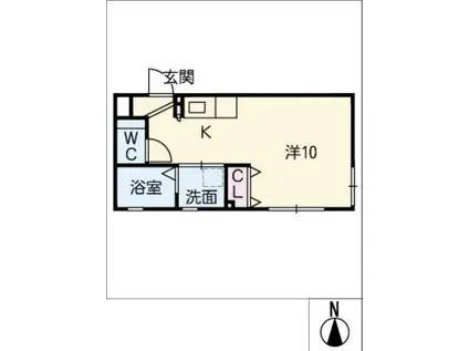 ARK岩塚駅南 C棟(ワンルーム/3階)の間取り写真