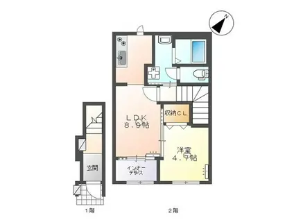 ローリングヒルス富任(1LDK/2階)の間取り写真