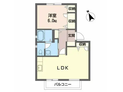 シャーメゾン東湊B棟(1LDK/1階)の間取り写真