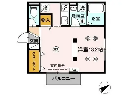 リバーポートユウ(ワンルーム/2階)の間取り写真