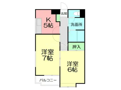 RKコスモピア(2DK/2階)の間取り写真