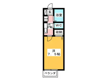 ソシアパートII(1K/1階)の間取り写真