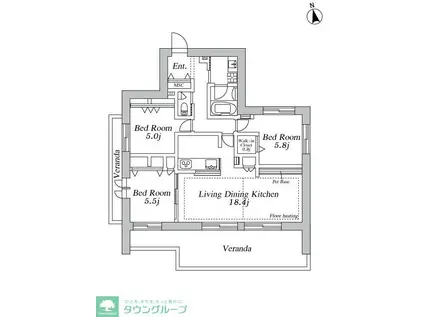 登戸メゾン東棟(3LDK/4階)の間取り写真