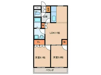 ルミナス(2LDK/1階)の間取り写真