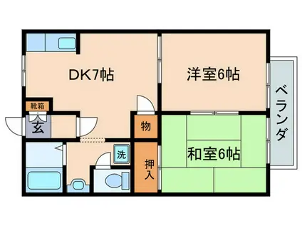 フレール西鴻ノ池(2DK/1階)の間取り写真