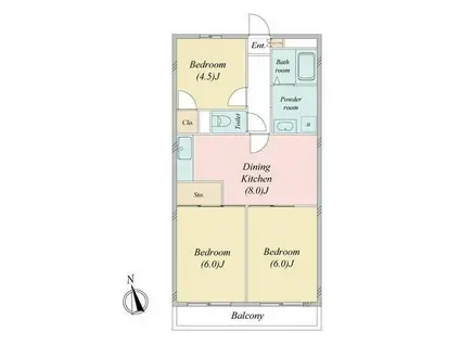 パークアレイ桂台(3DK/1階)の間取り写真