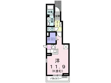 コッティ今津 B棟(ワンルーム/1階)の間取り写真