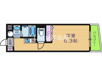 プライムタワー阿倍野40(1K/6階)の間取り写真