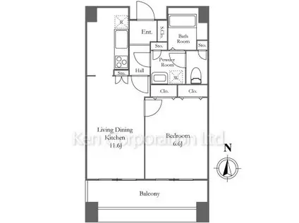 リバーシティ21 イーストタワーズII(1LDK/35階)の間取り写真