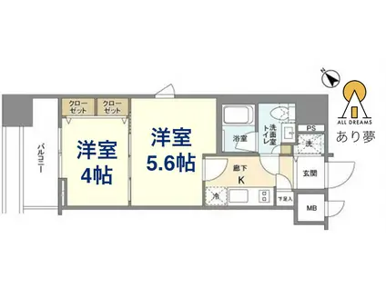 ZOOM横浜SQUARE(2K/9階)の間取り写真