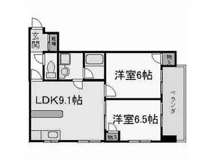 ガーディアン千代田(2LDK/6階)の間取り写真