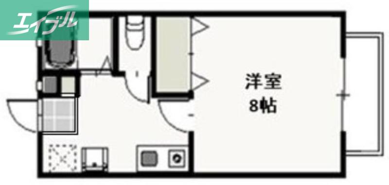 ライフベルクB(1K/2階)の間取り写真