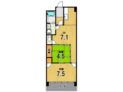 ヴィラ・パドマ(2DK/2階)の間取り写真