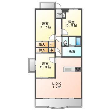 TWIN PRIME 姫川(3LDK/2階)の間取り写真