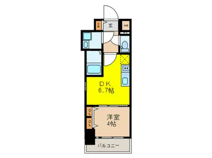 ファーストフィオーレ福島野田II(1DK/10階)の間取り写真