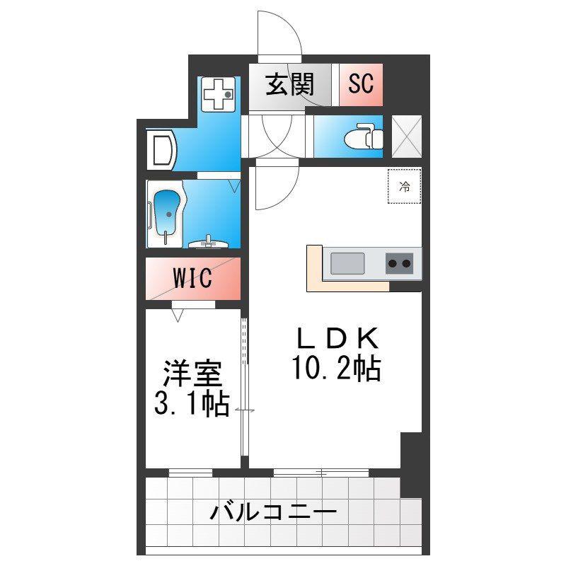 ベルンガーデン林寺(1LDK/7階)の間取り写真