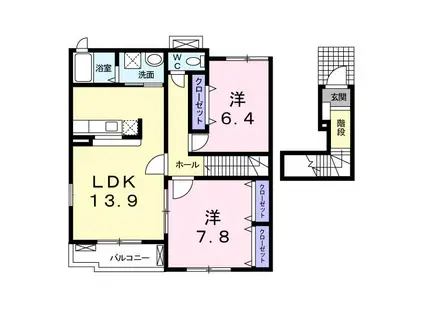 サンオーク(2LDK/2階)の間取り写真