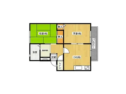 アヴィタシオン湯川(2DK/2階)の間取り写真