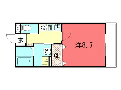 QBT3(1K/1階)の間取り写真