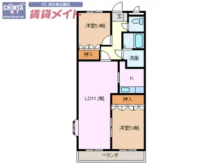 ドラウプニール(2LDK/1階)の間取り写真