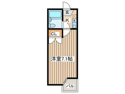 ラフィーヌ旭ヶ丘(1K/4階)の間取り写真