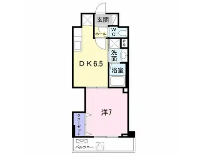 ボヌール トーキ ササヅカ(1DK/6階)の間取り写真