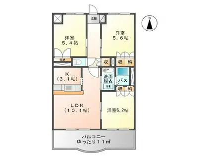 クリアフォレスト(3LDK/4階)の間取り写真