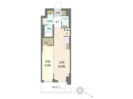 デュオステージ岸町(1LDK/4階)の間取り写真