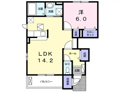 カーサ ラルーチェ(1LDK/1階)の間取り写真