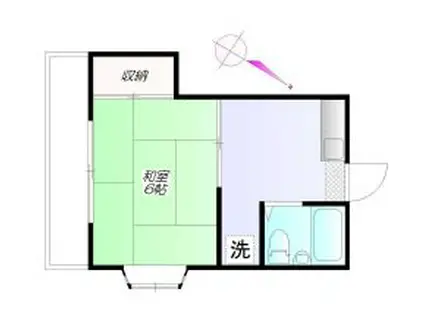 ドエル下馬(1K/2階)の間取り写真