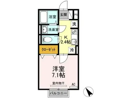 ホープハウスIII(1K/2階)の間取り写真