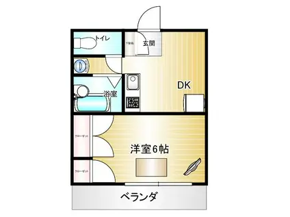 グラスヒル平潟A(1DK/3階)の間取り写真