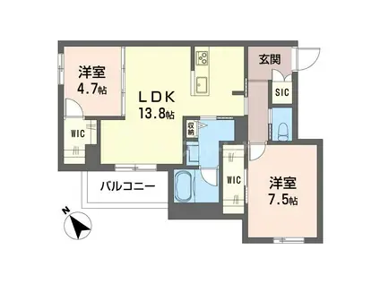 アベニール東金町(2LDK/3階)の間取り写真