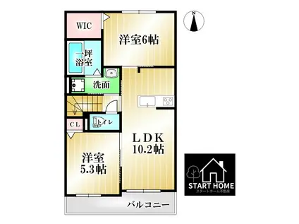 リバーサイドテラス II(2LDK/2階)の間取り写真