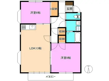 メゾンルセーヌ(2LDK/2階)の間取り写真