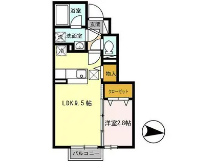 MODERATO(1LDK/1階)の間取り写真