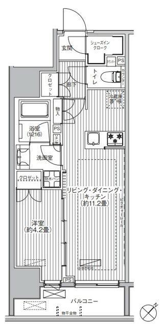 サンウッド東日本橋フラッツ(1LDK/3階)の間取り写真