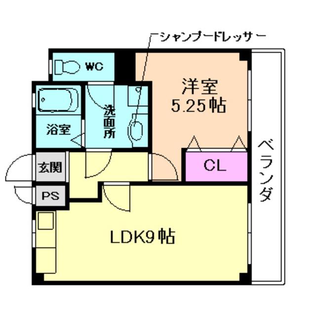 稲野第一ハイツ(1LDK/4階)の間取り写真