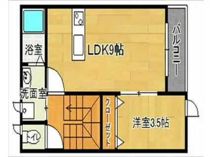 コーポラス若草イースト(1LDK/2階)の間取り写真