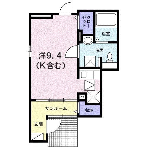 ラルーチェ(1K/1階)の間取り写真