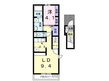 グラシオッソ一レ III(1LDK/2階)の間取り写真