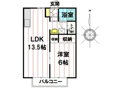 ハイツサンシティー(1LDK/2階)の間取り写真