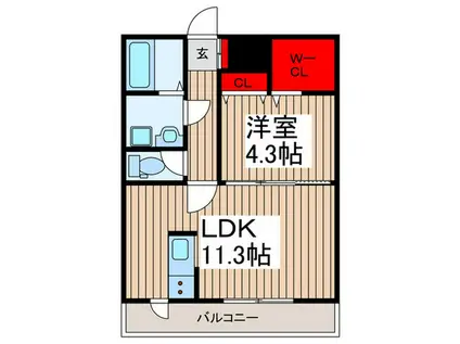 センチュリーヒルズ新鎌ヶ谷(1LDK/1階)の間取り写真