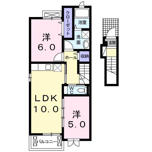 アルピエル(2LDK/2階)の間取り写真