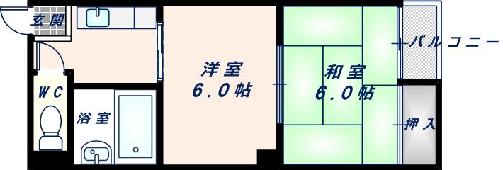 プレミアム新深江(2K/1階)の間取り写真