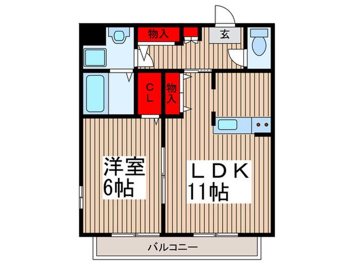 MQUARTO川口(1LDK/1階)の間取り写真