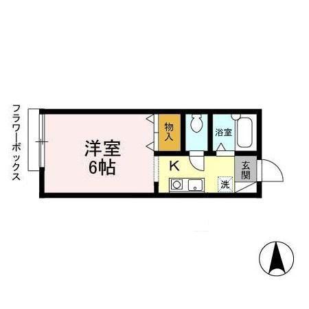 ハミングサイド(1K/1階)の間取り写真