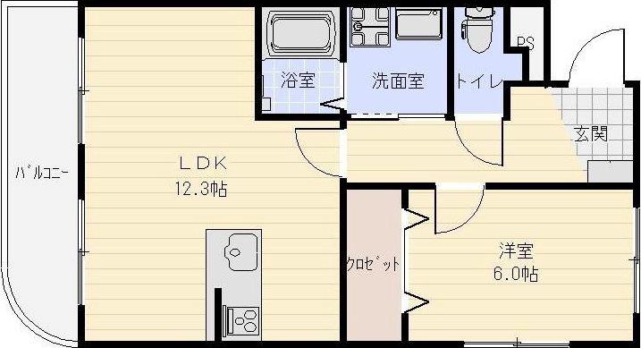 シュッド・エコール(1LDK/4階)の間取り写真